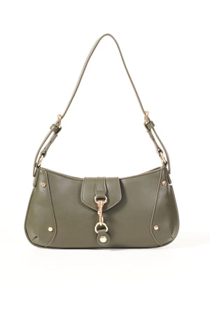 Carraig Donn Khaki Faux Leather Buckle Detail Shoulder Bag