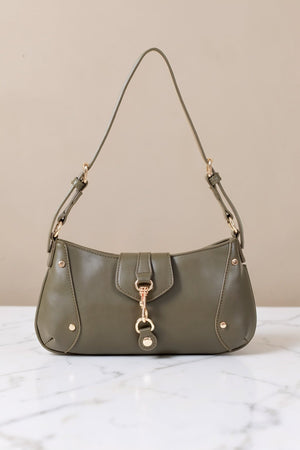 Carraig Donn Khaki Faux Leather Buckle Detail Shoulder Bag