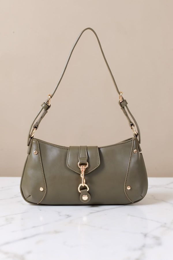 Carraig Donn Khaki Faux Leather Buckle Detail Shoulder Bag