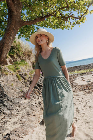 Carraig Donn Khaki Jersey Top Midi Dress