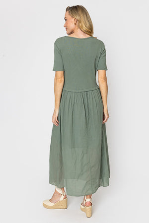 Carraig Donn Khaki Jersey Top Midi Dress