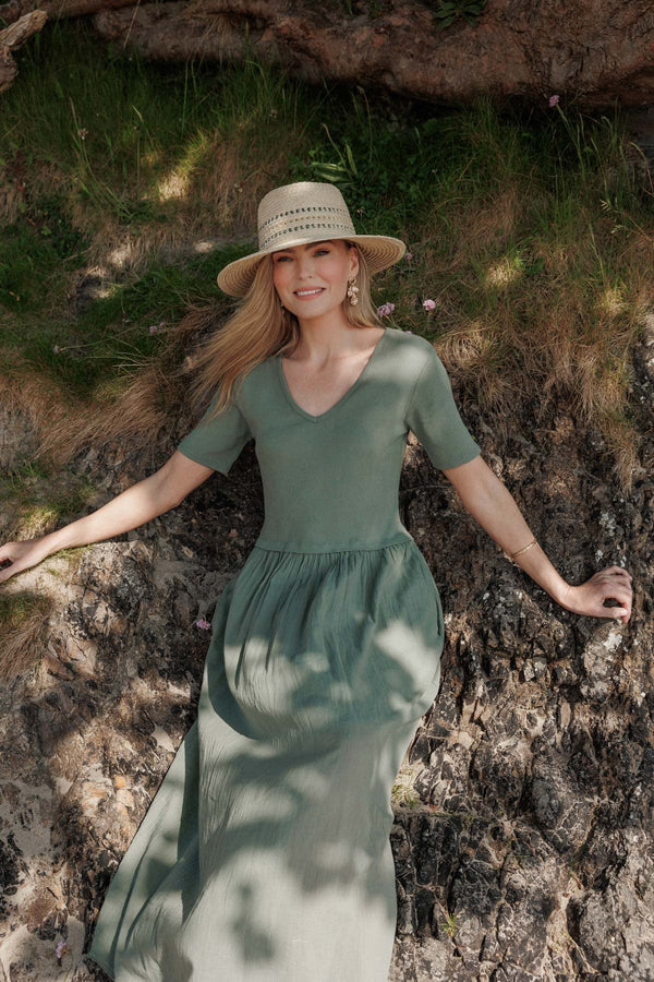 Carraig Donn Khaki Jersey Top Midi Dress