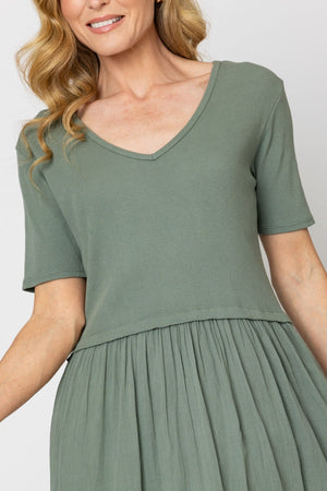 Carraig Donn Khaki Jersey Top Midi Dress