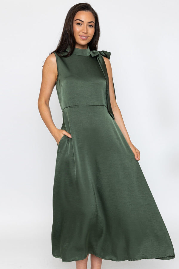 Carraig Donn Khaki Sateen Bonnie Midi Dress