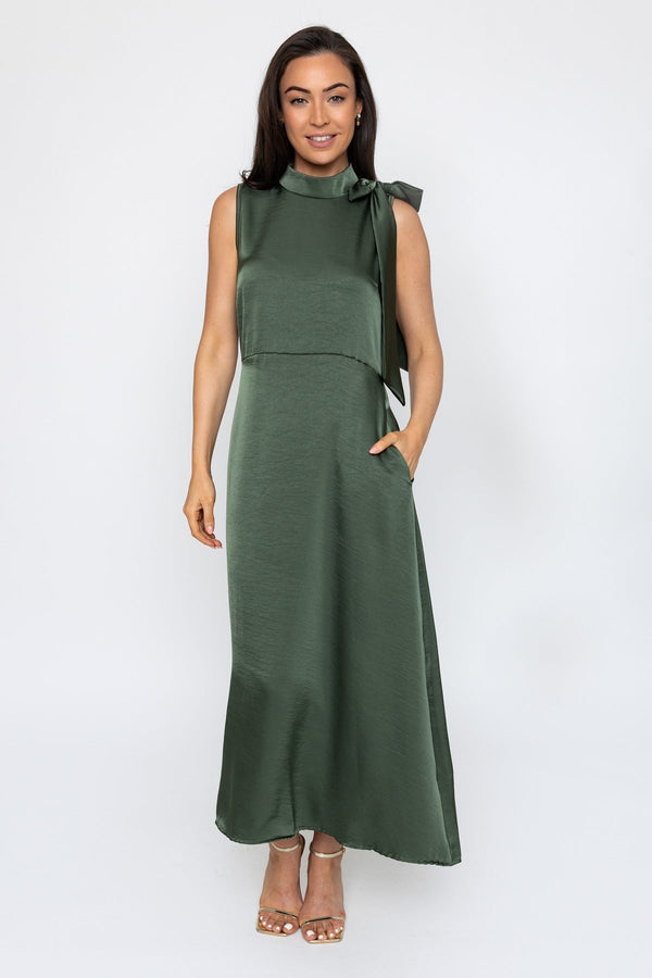 Carraig Donn Khaki Sateen Bonnie Midi Dress