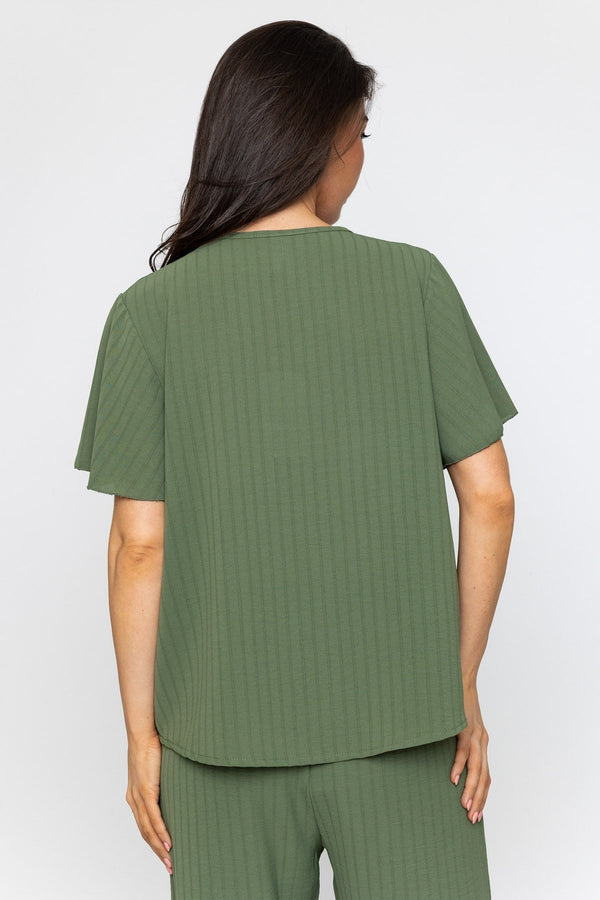 Carraig Donn Khaki Short Sleeve Maria Top