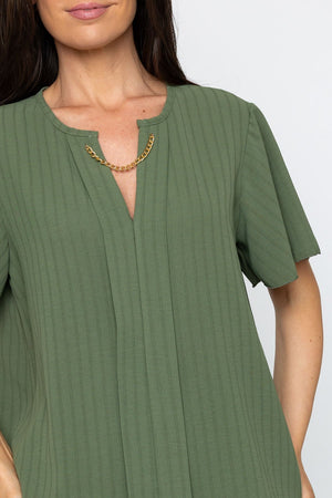 Carraig Donn Khaki Short Sleeve Maria Top
