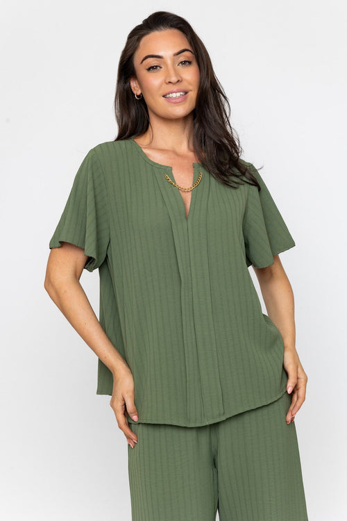 Khaki Short Sleeve Maria Top