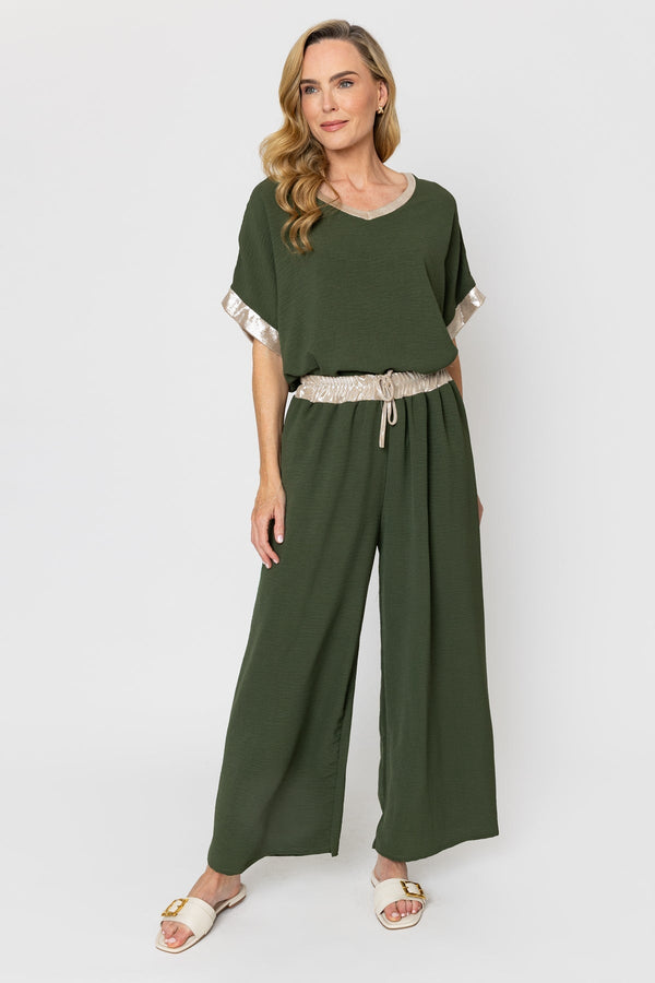 Carraig Donn Khaki Trousers with Gold Trim