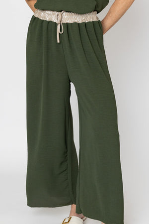Carraig Donn Khaki Trousers with Gold Trim