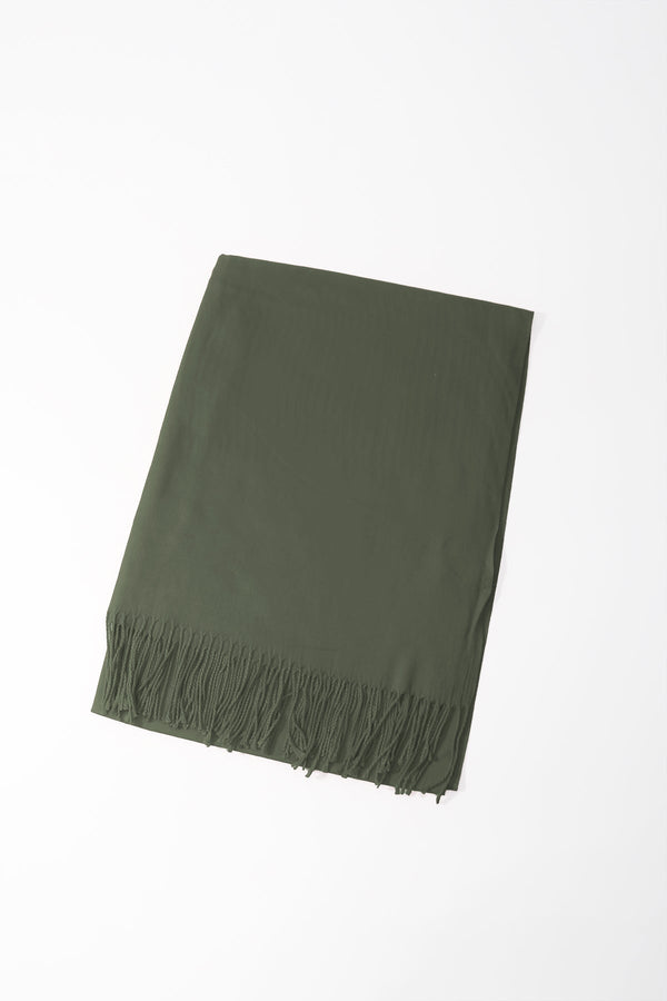 Carraig Donn Khaki Viscose Soft Touch Tassel Scarf