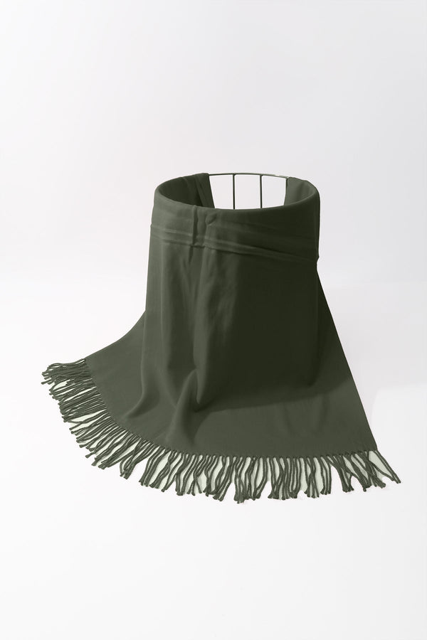 Carraig Donn Khaki Viscose Soft Touch Tassel Scarf