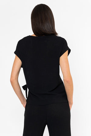 Carraig Donn Knot Detail Crinkle Top Black