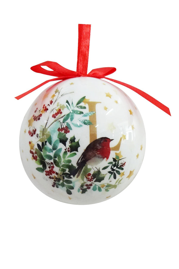 Carraig Donn L Christmas Robin Alphabet Tree Bauble