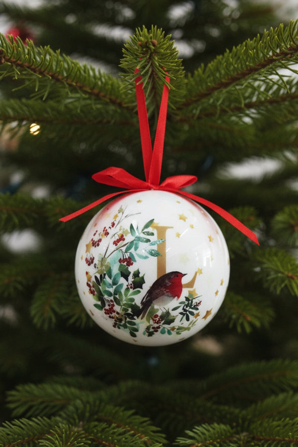 Carraig Donn L Christmas Robin Alphabet Tree Bauble