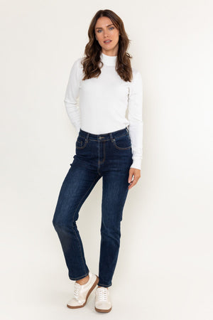 Carraig Donn Lana Indigo Blue Denim High Waist Straight Leg Jeans