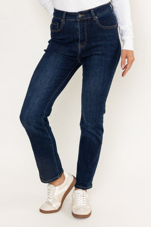 Carraig Donn Lana Indigo Blue Denim High Waist Straight Leg Jeans