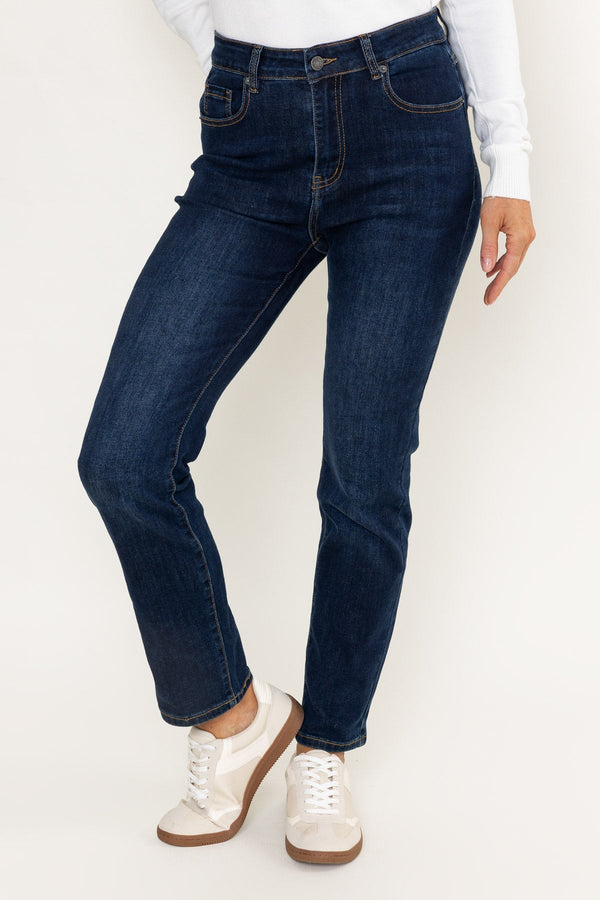 Carraig Donn Lana Indigo Blue Denim High Waist Straight Leg Jeans
