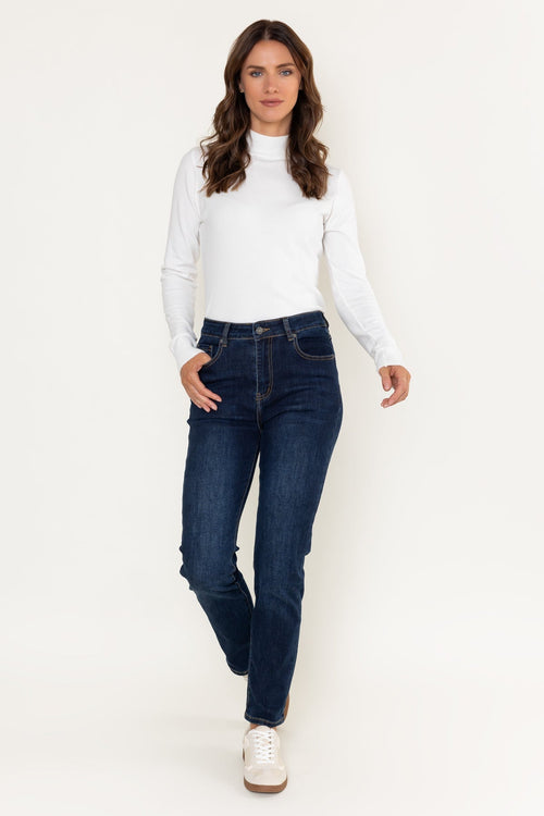 Lana Indigo Blue Denim High Waist Straight Leg Jeans