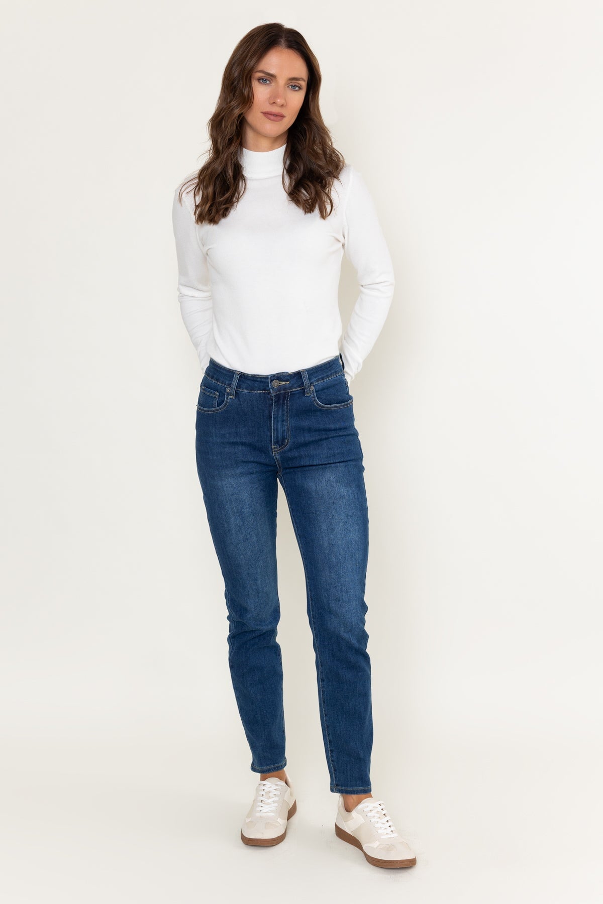 Lana Medium Blue Denim High Waist Straight Leg Jeans