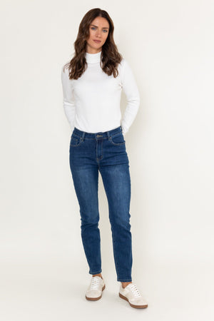Carraig Donn Lana Medium Blue Denim High Waist Straight Leg Jeans