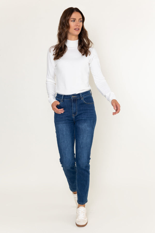 Carraig Donn Lana Medium Blue Denim High Waist Straight Leg Jeans