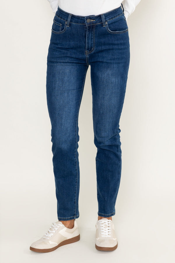 Carraig Donn Lana Medium Blue Denim High Waist Straight Leg Jeans