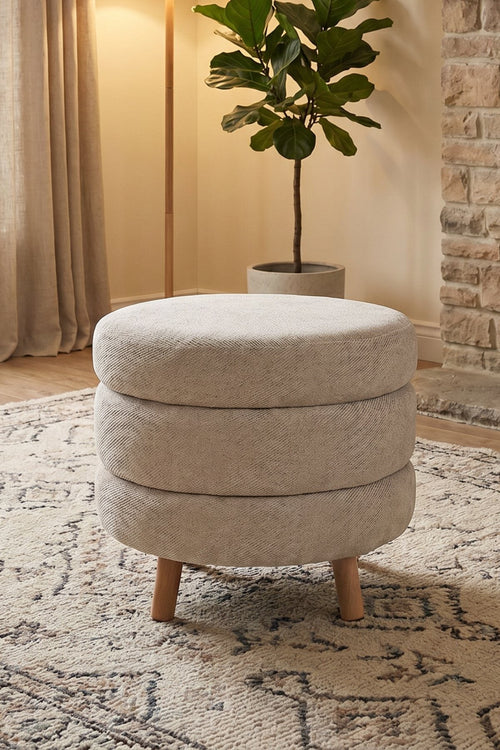 Large Beige Ottoman Footstool With Legs