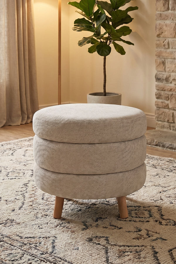 Carraig Donn Large Beige Ottoman Footstool With Legs