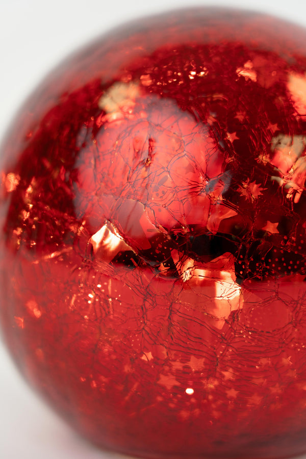 Carraig Donn Large Christmas Glass Red LED Ball Decoration