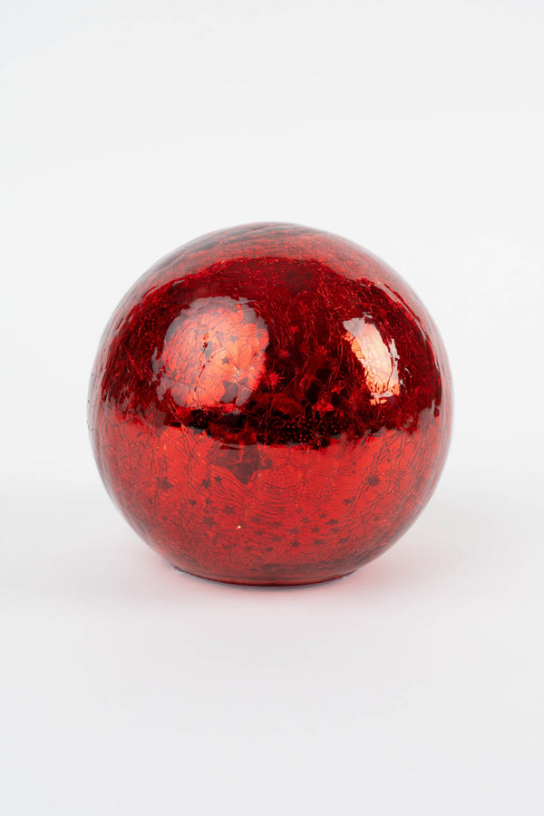 Carraig Donn Large Christmas Glass Red LED Ball Decoration