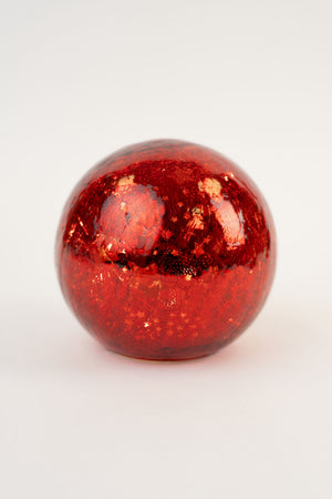 Carraig Donn Large Christmas Glass Red LED Ball Decoration
