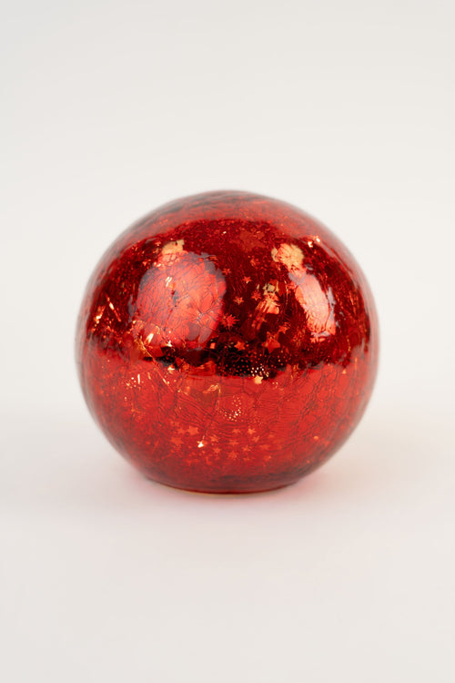 Large Christmas Glass Red LED Ball Decoration