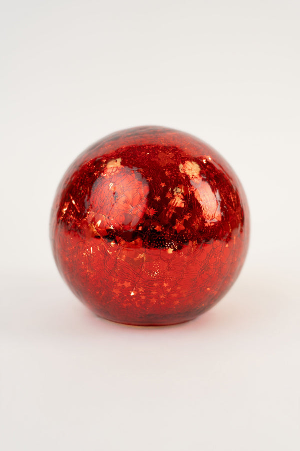 Carraig Donn Large Christmas Glass Red LED Ball Decoration
