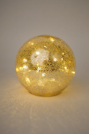 Carraig Donn Large Christmas Glass Silver LED Ball Decoration