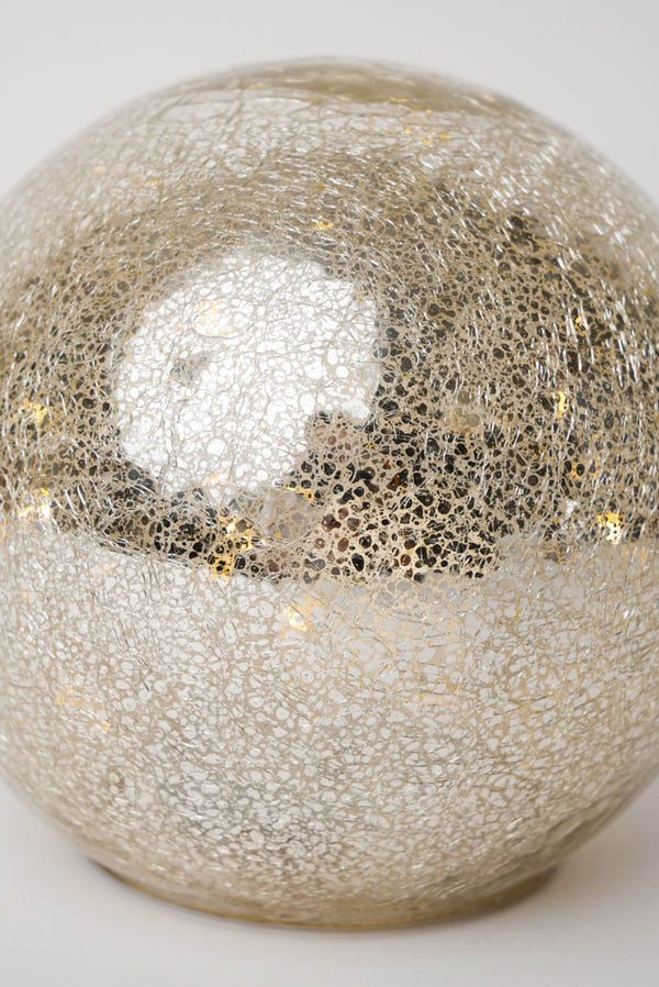 Carraig Donn Large Christmas Glass Silver LED Ball Decoration