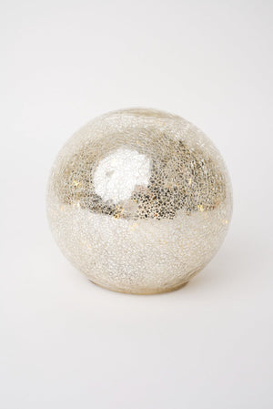 Carraig Donn Large Christmas Glass Silver LED Ball Decoration