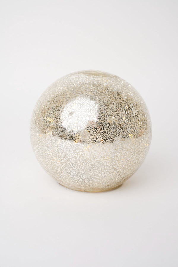 Carraig Donn Large Christmas Glass Silver LED Ball Decoration