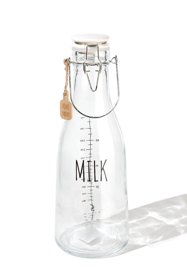 Carraig Donn Large Glass Kitchen Milk Bottle With Ceramic Lid