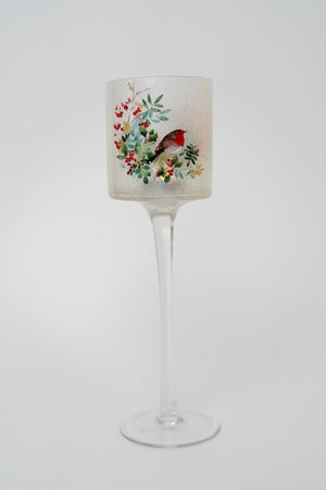 Carraig Donn Large Glass Robin Christmas Stem Votive