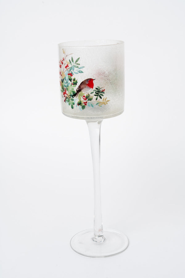 Carraig Donn Large Glass Robin Christmas Stem Votive