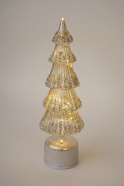 Large Gold Glass Rotating LED Christmas Tree