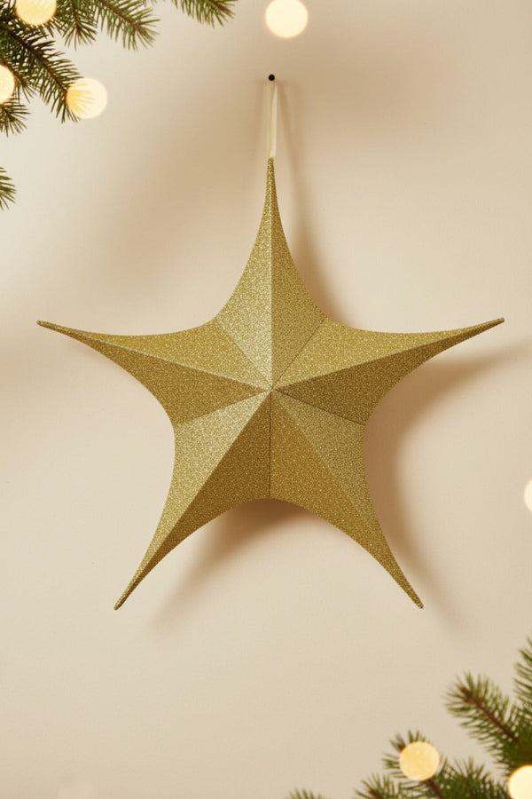 Carraig Donn Large Gold Glitter Fabric Star Christmas Decoration