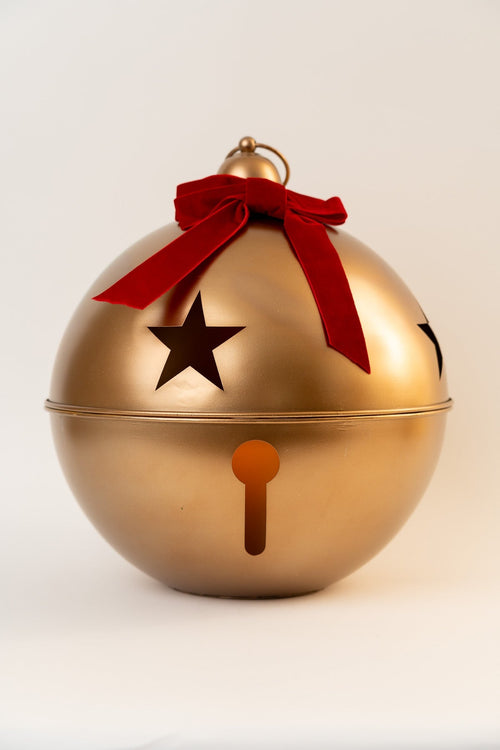 Extra Large Gold Metal Cut Out Christmas Bell H50cm Decoration