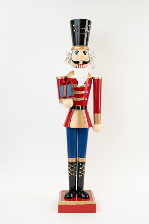 Large Nutcracker With Present H98cm Christmas Decoration