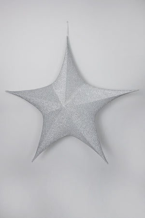 Carraig Donn Large Silver Glitter Fabric Star Christmas Decoration