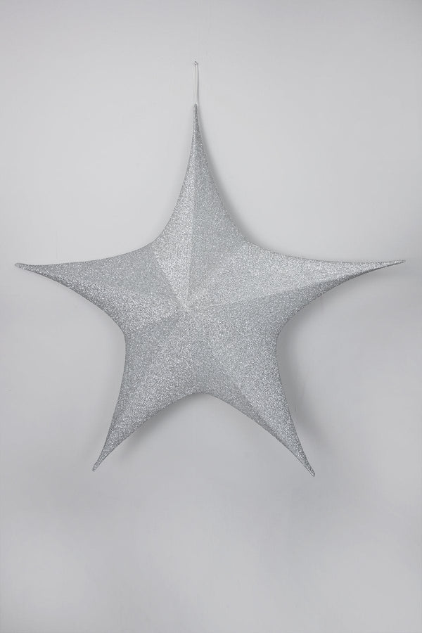 Carraig Donn Large Silver Glitter Fabric Star Christmas Decoration
