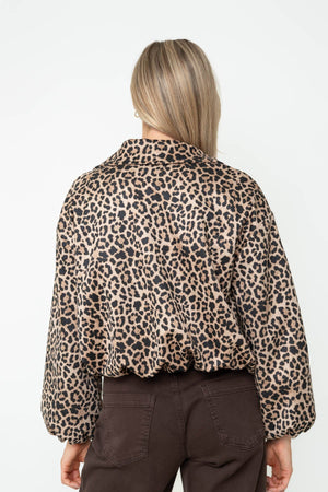 Carraig Donn Leopard Print Suede Collared Bomber Jacket