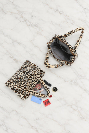 Carraig Donn Leopard Print Teddy Large Tote Bag