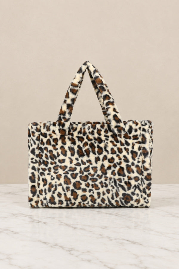 Carraig Donn Leopard Print Teddy Large Tote Bag